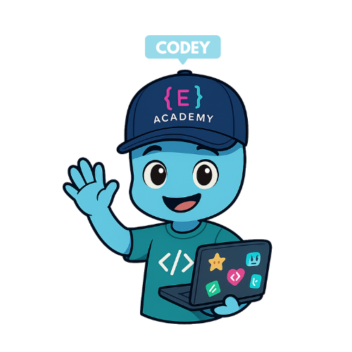 Codey - Mascota de E-Academy representando el aprendizaje de programación